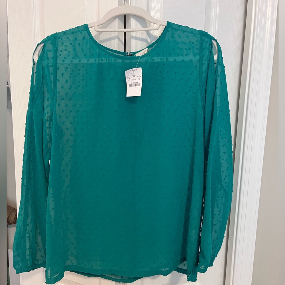 NWT JCrew Open Shoulder Holiday Dot Top - M